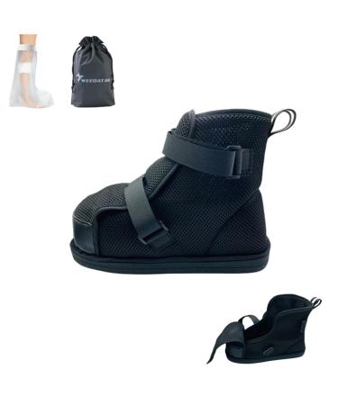 WEEOATAR Medical Boot Post-op Shoe Adjustable Walking Shoe with Magic Sticks Orthopedic Boot Recovery Shoe for Post-surgery Broken Foot or Toe Stress Fractures Bunions or Hammer(Thin Black2 M) M Black2