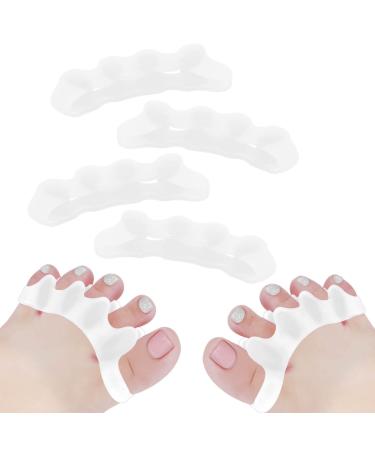 2 Pairs Toe Separator Soft Gel Toe Spacers to Correct Toes Toe Corrector Toe Straighteners for Overlapping Toes Hallux Valgus (White)