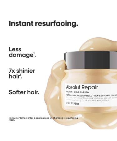 L'Oreal Professionnel Hydrating Hair Mask For Dry Damaged Hair With Quinoa & Protein Absolut Repair Mask Repairing and Strengthening Conditioner Adds Shine 250 ML - Buy Online on GoSupps.com