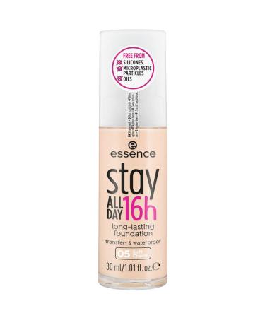 Essence Stay All Day 16h Long-Lasting Foundation Make Up Wipfest Waterproof No. 05 Soft Cream Nude Long-lasting matt matt matt vegan oil-free waterproof (30ml) 05 Soft Cream 30 ml (1 Pack)