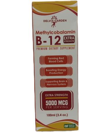 Extra Strength Vitamin B12 Methylcobalamin Liquid Drops 100ml - Sublingual Supplement for Men and Women - 4 Fl Oz - Buy Online on GoSupps.com