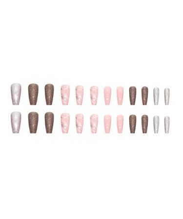 GORS Medium Length Rose Gold Glitter Ballet Press on Nails - 24PCS - Buy Online on GoSupps.com