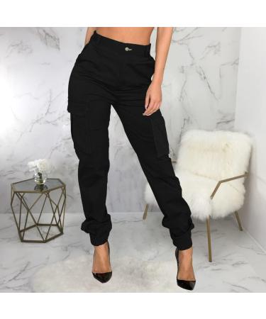 Women's Camo Cargo Lounge Pants - X-Large Black Camouflage Sweatpants with Pockets - Buy Online on GoSupps.com