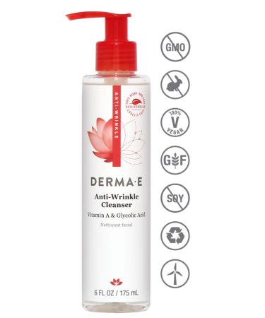Derma E Anti-Wrinkle Cleanser with Vitamin A & Glycolic Acid â€“ 6 fl oz (175 ml) | Reduce Fine Lines & Reveal Radiant Skin - Buy Online on GoSupps.com