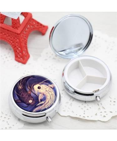 Koi Fish Ying Yang Design Custom Round Pill Box | Unique Medicine Organizer & Coin Purse - International Shipping Available - Buy Online on GoSupps.com