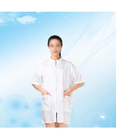 Lurrose hair cover aprons for men jackets men s vest hairdresser apron Salon Robes for Client hair dye jacket Stylist work uniform hair stylist jacket cloak Spa men and women white L White - Buy Online on GoSupps.com