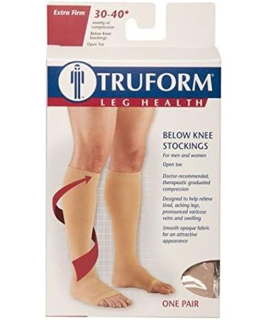 Buy Truform 30-40 mmHg Compression Stockings for Men and Women - Knee High Open Toe Beige - Medium (Pack of 2) | International Shipping Available - Buy Online on GoSupps.com