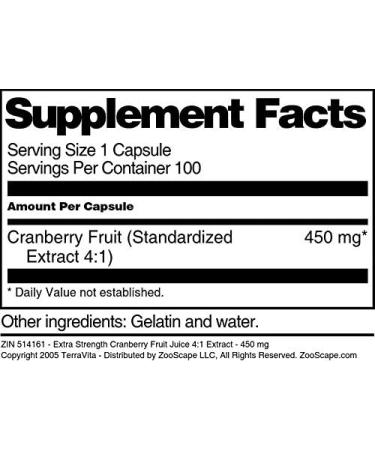 Extra Strength Cranberry Fruit Juice 4:1 Extract - 450 mg (100 Capsules ZIN: 514161) - 3 Pack - Buy Online on GoSupps.com