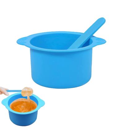 1pcs Silicone Warm Wax Pot Liner Reusable Silicone Wax Warmer Liner With A Stirring Rod Collapsible Silicone Wax Warmers Liner Wax Pot Liner for Home or Beauty Shop to Melting Wax Hair Removal(Blue)