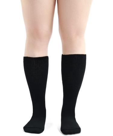 FitVille Women's Recovery Diabetic Socks - Extra Wide Non-Slip Hospital Edema Sock for Swollen Feet with Grips - Black, One Size - Buy Online on GoSupps.com