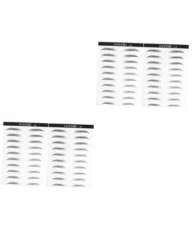Beavorty 4 Sheets Pairs Stickers Waterproof Black Stickers Makeup Eyebrow Sticker Template Supplies Bionic 3d
