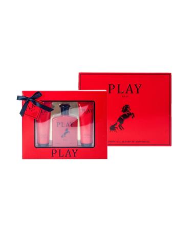 Play Red Cologne Gifts Sets for Men Eau De Toilette (3.4 fl oz) Body Lotion (3.0 fl oz) Shower Gel (3.0 fl oz) Our Impression of Pool red (Pack of 3)