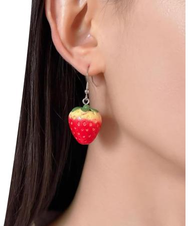 Delicate Resin Strawberry Earrings Simulation Fruit Earwears for Any Occasion - Buy Online on GoSupps.com