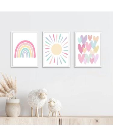 Rainbow Heart Boho Wall Poster | Kids Room Picture Set (40x50cm) - Premium Unframed Art for Young Girls - Buy Online on GoSupps.com