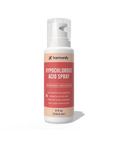 HARMONIFY Hypochlorous Acid Spray 8 fl oz - Antimicrobial Skin Solution for Face & Body - Hypochlorous Acid for Sensitive Skin Redness & Acne - Daily Skin Cleansing & Cosmetic Aftercare