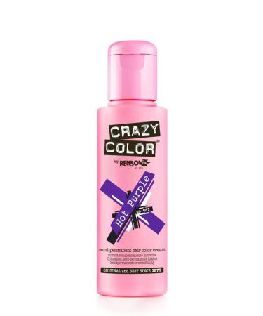 Renbow Crazy Color Semi Permanent Hair Color Cream Hot Purple No.62 100ml Ivory 100 ml (Pack of 1)