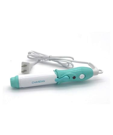 Mini Ceramic Electric Curling Wand Hair Curler Professional Hair Curling Iron (Blue and White)