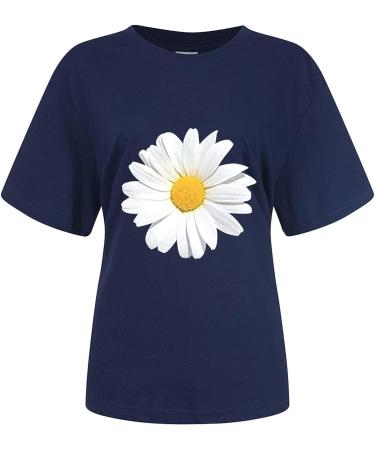 Women's Floral Short Sleeve V-Neck Top - Dressy Casual Summer Shirt | Trendy Graphic T-Shirt - Solid Square Neck Tee - Size 17 Medium - Buy Online on GoSupps.com