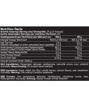 Buy XXL Nutrition Cream of Rice - Healthy Low-Calorie Rice Pudding 2000g Vanilla - 20g Carbs per Serving - International Shipping Available - Buy Online on GoSupps.com