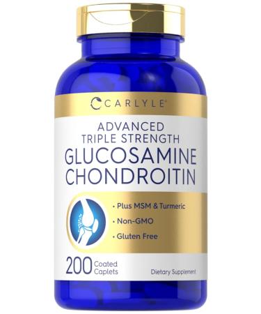 Carlyle Glucosamine Chondroitin MSM Turmeric | 200 Count | Advanced Triple Strength Supplement | Non-GMO & Gluten Free