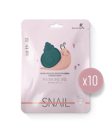 Korean Face Mask Sheet Snail Jelly Facial Masks Mask Sheet Korean Beauty Mask Skin Care Products Deep Hydration Anti-Aging Anti-Wrinkle (Pack of 10)