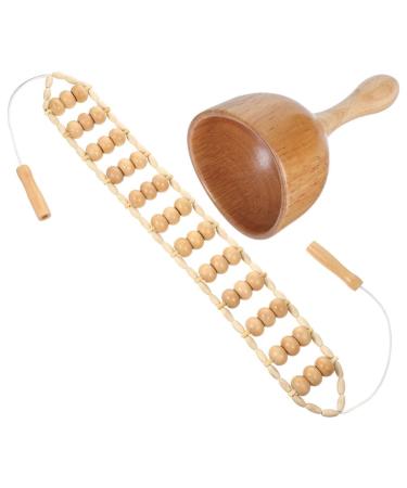 Healifty 2-In-1 Wood Therapy Massagers -Massager Maderoterapia Kit Body Gua Sha Roller Rope Massagers For Relax