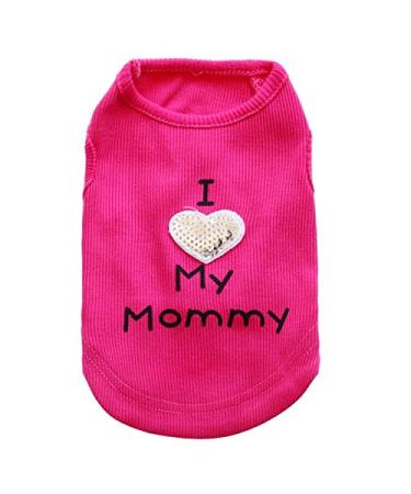 Dog Shirts I Love My Mom/Mommy Dad/Daddy Clothes Doggy Slogan Costume Cute Heart Vest for Small Dogs Puppy T-Shirt XX-Small Rose-M - Buy Online on GoSupps.com