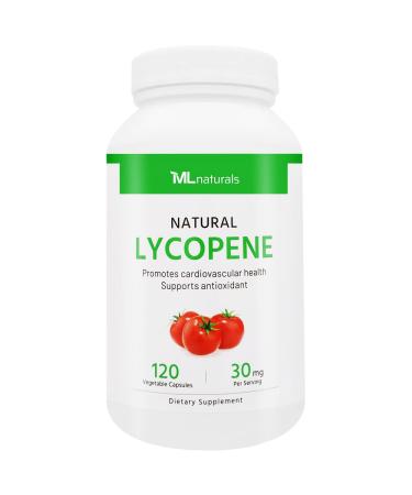 ML Naturals Natural Lycopene 30 mg (High Potency) 120 Vegetable Capsules (4 Month Supply). All-Natural from Tomatoes 120 Count (Pack of 1)
