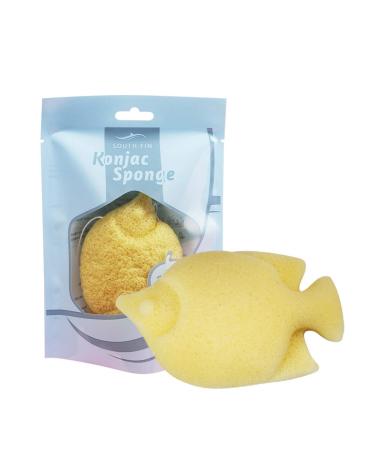 Verdant Touch Flutter Fish Shape Natural Flutter Face and Body Care Sponges Light Yellow Dry