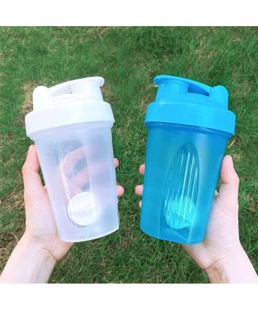 Hiusity Protein Shaker 400ml - Durable & Odor-Neutral Gym Cup for Creamy Fitness Shakes | Protein Shake with Ball | White & Blue - Buy Online on GoSupps.com