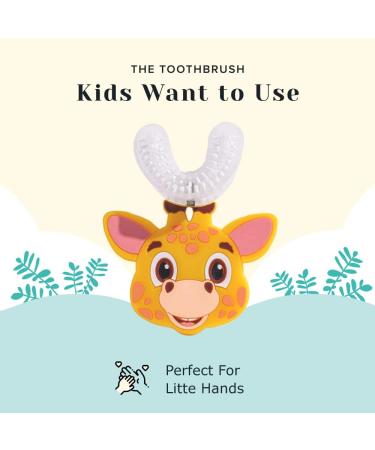 AutoBrush Kids U-Shaped Toothbrush with Soft Nylon Bristles - Ages 3-5, Giraffe Design - Buy Online on GoSupps.com