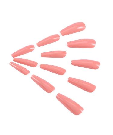 Brishow Long Ballerina False Nails - Pure Color Acrylic Press-On Full Cover - 24 Pieces Orange for Women & Girls - Buy Online on GoSupps.com