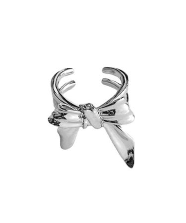 Muloo Punk Fingertip Ring Bow Ballet Slippers Opening Ring Simple Party Jewelry Nail Decoration Finger Tip Rings Women Gift Nail Ring B#
