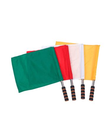 4pcs 4pcs Referee Flag Sports Track Field Competition Flag Stainless Steel Hand Flag Flag Sponge Handle for Soccer Football Volleyball Competition Supplies ( Yellow, Red, Green, White )