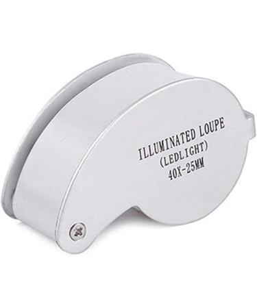 Folding 40x25mm Jewelery Loupe Portable Mini Magnifier Magnifying Glass LED Light Lens Lupa Magnification Metal Silver - Buy Online on GoSupps.com