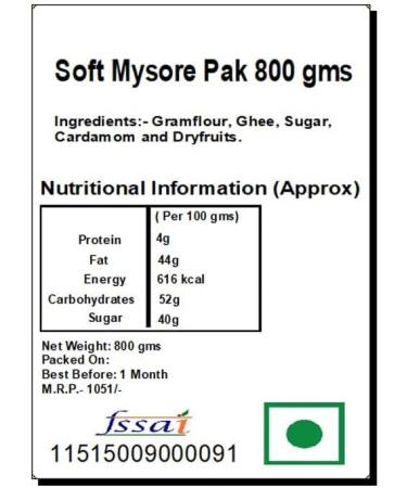 Ghasitaram Gifts Bhaidooj Gifts Sweets - Soft Mysore pak (800 GMS) - Buy Online on GoSupps.com