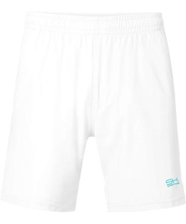 Sportkind Boys & Men Ultralight Tennis & Padel Training Shorts - Breathable Elastic UV Protection - 146 White - Buy Online on GoSupps.com