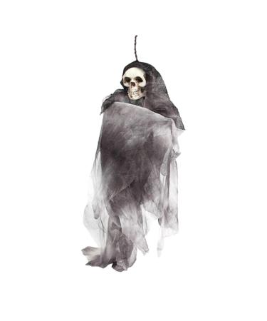 Halloween Decoration Spooky Skull Doll Dollette Halloween Scary Ornaments Hanging Skull Ornament Halloween Pendants Halloween Skeleton Decor Outdoor Hanging Decor Funny Ghost Grey 33.50X10.00X5.00CM