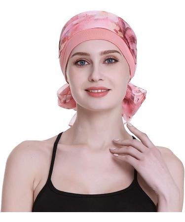 Elegant Chemo Cap with Silky Scarfs - Coral | For Cancer Women Hair Loss Sleep - Buy Online on GoSupps.com