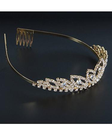 Shining Rhinestone Wedding Tiara with Comb - Bridal Crystal Headband for Prom & Pageants - Gold Princess Decoration - Perfect Gift for Valentine's Day - Buy Online on GoSupps.com