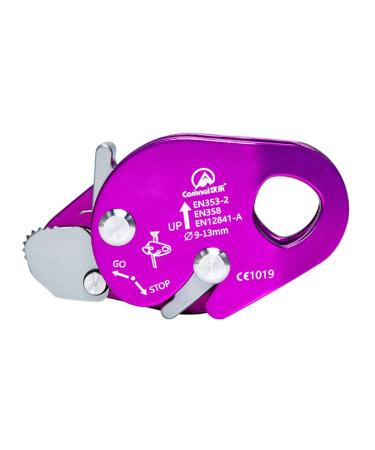 AXUYU Climbing Descender Self-Braking Stop Climbing Rope Grab Stopper Peak Gear for Mountaineering Suitable Diameter 9-13mm Rope(Purple)