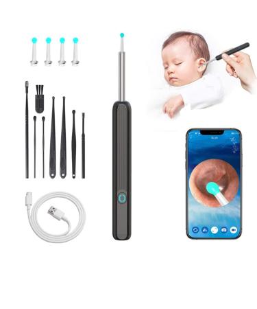 Mingchu Wi-Fi Visible Wax Elimination Spoon USB 1080p HD Load Otoscope Otoscope Endoscope Ear Spoon Ear Wax Cleaner Ear Wax Removal Kit Ear Cleaner with Camera (Color : Black)