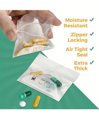 200 Piece Resealable Zipper Locking Pill Pouches | Daily AM PM Travel Medicine Organizer with Clear Write-On Labels for Vitamins & Medications - Buy Online on GoSupps.com