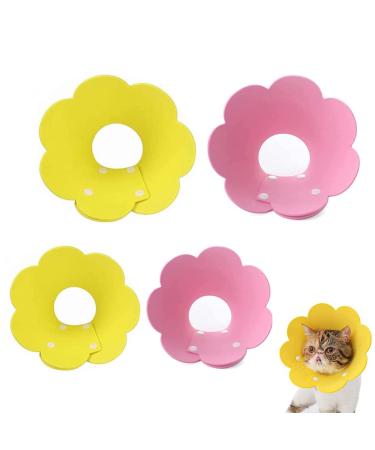 Zodors 4 pieces of the sore crane cats neck collar. Adjustable conical protective collar adjustable lightweight for recovery after an operation or wound in dogs and cats (red yellow)