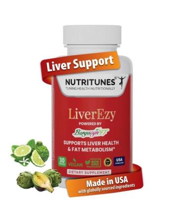 Liver Support Supplement Supports Detox Cleansing & Lipid Metabolism with Bergacyn FF (Bergamot & Artichoke) 30 LiverEzy Vegan Capsules