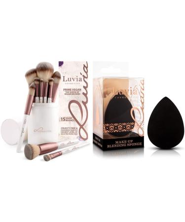Brush set make -up by Luvia & Luvia Beauty Blender sponge - make -up egg - extra soft blending sponge - in timeless black - cosmetics sponges 1 - Prime vegan - limited coffee matt bundle with make -up egg