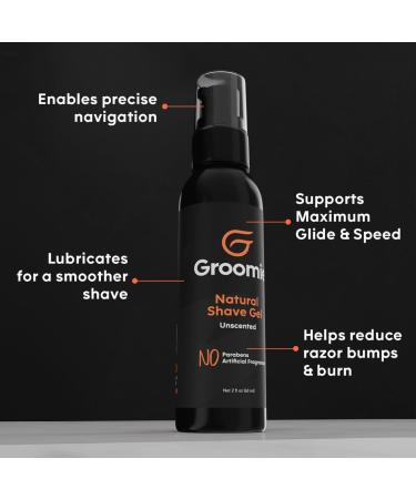 Groomie Natural Shave Gel - Unscented Aftershave for Delicate Skin | Hydrate & Elevate Your Shaving Routine - 60ml - Buy Online on GoSupps.com