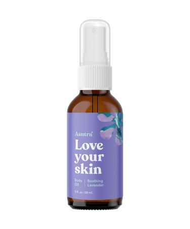 ASUTRA Lavender Body Oil 2 oz - Coconut Oil and Organic Lavender Essential Oil Smooth and Silky Body Oil Soothes and Hydrates skin