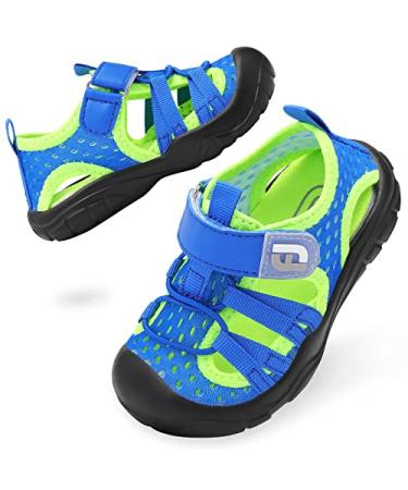 JOINFREE Toddler Boys Girls Water Shoes Breathable Qucik Dry Water Sneakers Sport Beach Sandals Lightweight Barefoot Flexible 5 Toddler Blue Green