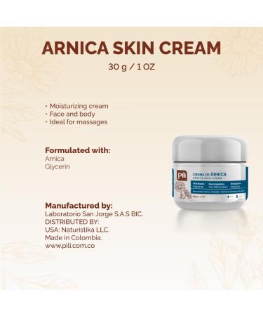 Pili Natural Arnica Cream - Restore Smooth Silky Skin - Crema de Arnica - Pack of 3 (Pack 3 x 1 oz each) - Buy Online on GoSupps.com